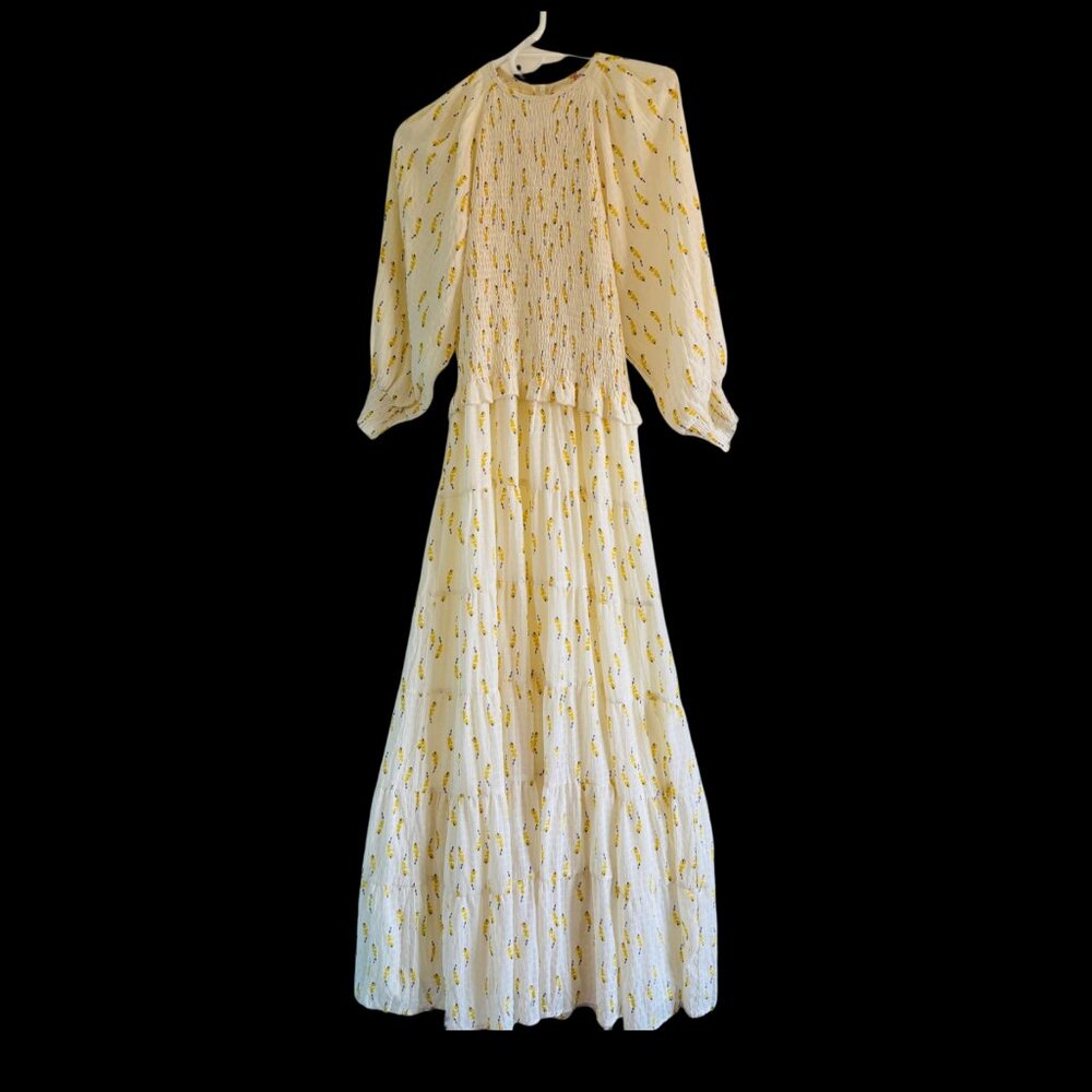 Udel Maxi Tiered Dress  white/yellow